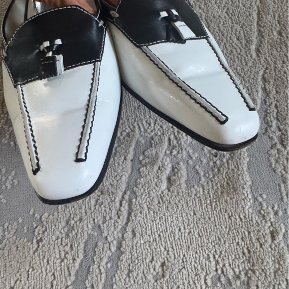 Tod’s kitten heal mules black white slide on leather slip on classic 9.5 - Picture 6 of 12